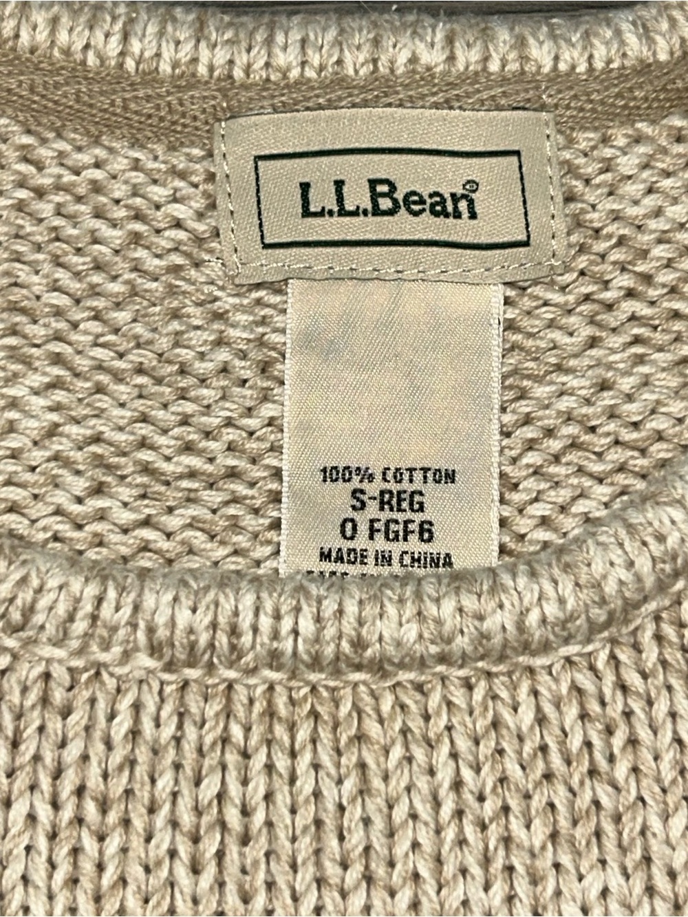 100% Cotton L.L. Bean Cream Knit Crewneck Sweater - Women's - Picture 3 of 7